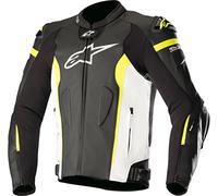 Alpinestars Motorcycle jackets Missile Leather Jacket - Tech-air Compatible Black White Yellow Fluo Air, Black/White/Fluo, 50