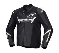 Alpinestars Faster V3 Motorcycle Leather Jacket, black-white, size 52 for Men