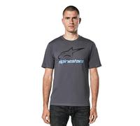 Alpinestars Original Logo Tee Men's Short-Sleeved Crew Neck T-Shirt, Charcoal/Black/Blue, L