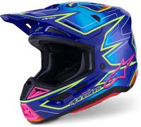 Alpinestars Motocross Helmet SM7 Cast, ECE22.06, Blue/Pink/Yellow, Men's L