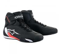Alpinestars Sektor Microfibre Motorbike Riding Shoes - Black / White / Red Fluo