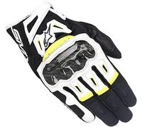 Alpinestars SMX-2 Air Carbon V2 Motorcycle Gloves, black-white-yellow, size XL for Men