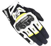 Alpinestars SMX-2 Air Carbon V2 Motorcycle Gloves, black-white-yellow, size M for Men