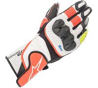 Alpinestars SP-2 V3 Motorbike Motorcycle Leather Gloves White Red Fluo Black