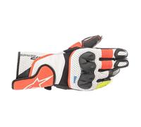 Alpinestars SP-2 V3 Motorbike Motorcycle Leather Gloves White Red Fluo Black