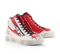 Alpinestars Stated Flair Short Leather Retro Motorcycle Boots White Bright Red