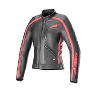 Alpinestars Stella Dyno Leather Jacket - Black / Haute Red