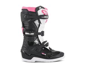 Alpinestars Stella Tech 3 Women's Motorcycle Boots, CE-Certified Off-Road Gear, Durable & Lightweight Motocross Protection, 6, Black/White/Pink