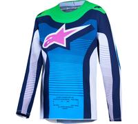 Alpinestars Supertech Maven Youth Motocross Jersey, white/blue/green, size S