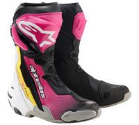 Alpinestars Supertech R Boots Motorcycle Sports Race - Black/Pink/White/Yellow