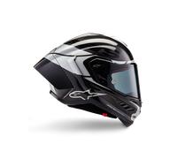 Alpinestars Supertech R10 Element Helmet Black Carb Silver Black Glossy, Size: XS