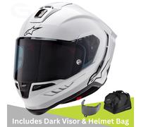 Alpinestars Supertech R10 Motorcycle Helmet - Solid Gloss White / Matt Black