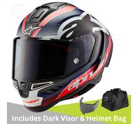 Alpinestars Supertech R10 Team Carbon Helmet, black-red-blue, size M for Men