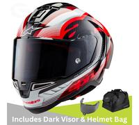 Alpinestars Supertech R10 Team Carbon Helmet, black-white-red, size L for Men