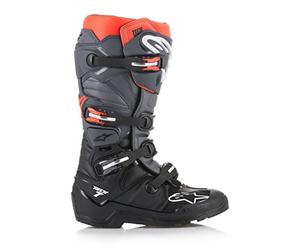 Alpinestars Tech 7 Enduro Grippy Sole MX Boots UK 8 Black Gray Red Fluo