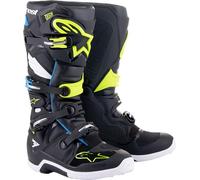 Alpinestars Tech 7 Mens MX Boots - Black Enamel Blue Yellow Fluo UK 6
