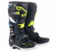 Alpinestars Tech 7 Motocross MX Bike Boots - BLACK ENAMEL BLUE YELLOW FLUO