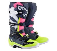 Alpinestars Tech 7 Motocross MX Bike Boots - DARK GREY DARK BLUE PINK FLUO