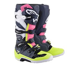 Alpinestars Tech 7 MX Boots UK 11 Dark Gray Dark Blue Pink Fluo