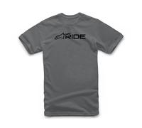 Alpinestars Tshirt Mens Short Sleeved Cotton Ride 3.0 Charcoal Black