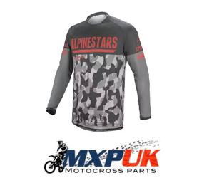 Alpinestars Venture-R Grey Camo Red MX Off Road Jersey New Size XXL (C092)