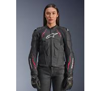 Alpinestars Woman Stella Dusk Leather Jacket Black Diva Pink White, Size: 38