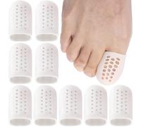 Alpinleux 10 Pack Silicone Toe Protectors for Big Toe, Breathable Soft Elastic Toe Covers, Toe Cap Toe Sleeves for Ingrown Toenails, Missing Toenails, Blisters, Corns, Calluses, Hammer Toes (White)