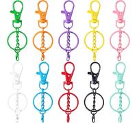 Alpinleux 10 Pcs Metal Keychain Clip, Colorful Swivel Snap Hook with Key Rings, Double Head Swivel Keychain Hook, Lobster Keychains Clasps for Keychains DIY Crafts (10 Styles)