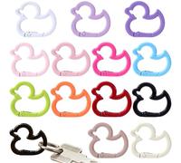 Alpinleux 13 Pcs Colorful Duck Keychain Clasps, Duck Shaped Key Ring Clips Carabiner, Cute Spring Snap Keychain Clips for Backpacks DIY Decoration Outdoors