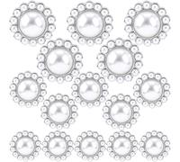 Alpinleux 15 Pcs Vintage Pearl Buttons, 3 Sizes Faux Buttons Embellishments Set, Metal Button with Pearls, Retro Sewing Button for Crafts, Coats, Sweaters, Dress (Silver, Pearl)