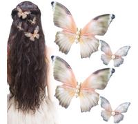 Alpinleux 2 Pcs Green Butterfly Clips, 3D Moving Wings Butterfly Hair Clips, Pearl Strong Hold Butterflies Hair Accessories, Fairy Hair Accessories for Women (2 Styles)