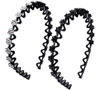 Alpinleux 2 Pcs Headband with Teeth, Comfortable Headbands for Women with Teeth, Fashion Comb Headband, Plastic Head Bands for Women's Hair Non Slip (4.3''×0.7'', Black)