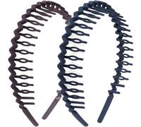 Alpinleux 2 Pcs Headband with Teeth, Comfortable Headbands for Women with Teeth, Fashion Comb Headband, Plastic Head Bands for Women's Hair Non Slip (4.3''×0.7'', Blue, Purple)