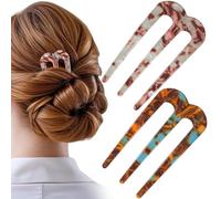 Alpinleux 2 Pcs Large French Hair Pin, U Shaped French Hair Pins for Women, 3-Prong Hair Pins for Buns, French Twist Hair Pin for Fine Hair, Buns (Dark Brown, Light Brown)
