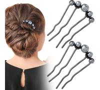 Alpinleux 2 Pcs Pearl Hair Pins U Shaped, Elegant Vintage French Pearl Hair Comb, French Twist Hair Pin for Brides, Bridesmaid, Party, Daily, Holiday (Gun Black)