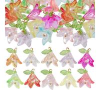 Alpinleux 20 Pcs Flower Beads, Lily of The Valley Flower Charms for Jewelry Making, Colorful Bead Charms, Exquisite Pendant Charm, Flowers Beads for Jewelry Making, Earrings, Bracelet (Multiple Colors