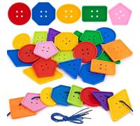 Alpinleux 20 Pcs Large Colorful Buttons for Crafts, Assorted Geometric Plastic Buttons with 3 Threading Strings, Cute Big Buttons for DIY Sewing Knitting Scrapbook Decor - Random Color