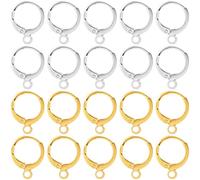 Alpinleux 20 Pcs Leverback Earring Hooks, Metal Earring Hoops for Jewelry Making, Huggie Earring Hooks, Hoop Earrings for Jewelry Making, Women, DIY Crafts (Silver, Gold)