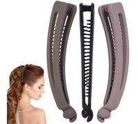 Alpinleux 3 Pcs Banana Hair Clips for Women, Large Double Combs Claw Clips, Banana Clip Hair Accessories for Long Short Thick and Thin Hair (Purple, Brown, Black)