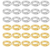 Alpinleux 30 Pcs Sturdy Double Hole Connector Rings, Gold&Silver | Made of Copper, 0.2x0.02in, Piggy Rings for Jewelry Making, Linking Cords & Rings.