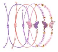 Alpinleux 4 Pcs Friendship Bracelets for 2, Matching Bracelets for Best Friends, Best Friend Bracelet, Adjustable Friendship Bracelet, Butterfly Bracelets for Women, Couple, Friend