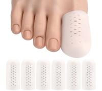 Alpinleux 6 Pack Gel Toe Protectors, Soft Elastic Toe Covers for Big Toe, Toenail Cushions Toe Cap Toe Sleeves for Ingrown Toenails, Missing Toenails, Blisters, Corns, Calluses (White)