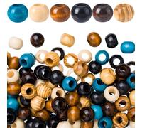 Alpinleux 60 Pcs Large Hole Wooden Beads, 5 Colors Wooden Loose Spacer Beads, Vintage Wood Hair Bead for Macrame, Necklace, Bracelet, DIY Craft, Hair, Handmade Decor (6 Colors)