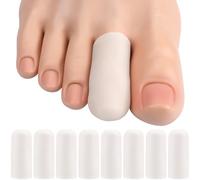 Alpinleux 8 Pack Gel Toe Protectors, Soft Elastic Toe Covers for Big Toe, Toenail Cushions Toe Cap Toe Sleeves for Ingrown Toenails, Missing Toenails, Blisters, Corns, Calluses (White)