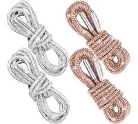 Alpinleux Rhinestone Shoe Laces, Glitter Rope Shoelaces for Sneakers, Round Crystal Bling Shoe Lace, White, Champagne, 2 Pairs, 120cm