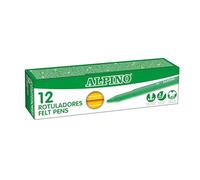 Alpino - Case of 12 Yellow Stand Markers | Washable Markers for Children | Bright Markers | Ideal for School | Super Resistant Fibre Tip and Safe Water-Based Ink
