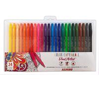 Alpino Colour Experience Twin Tip Markers Set of 24 Markers for Mandalas and Lettering Fine Liner 0.7 mm Brush Tip 2.9 mm Triangular Shape Ergonomic