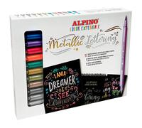 Alpino Set Lettering Metallic 12 Double-ended Markers And Accessories