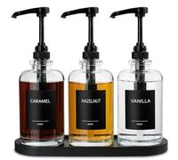 ALPIRIRAL Coffee Syrup Dispenser for Coffee Bar, Glass Syrup Dispenser with 1/4oz Large Capacity Pump, Coffee Syrup Pump Dispenser for Coffee Station, 16.9 fl oz Maple Syrup Bottles for Coffee Bar