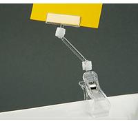 Alplas Pack of 10 Clear Plastic Tube Spring Clip Shop Price Tag Sign Holder - for Supermarket Retail Restaurant Coffee Shop Transparent in Store Label Price Tags Promos Card Display - 50mm